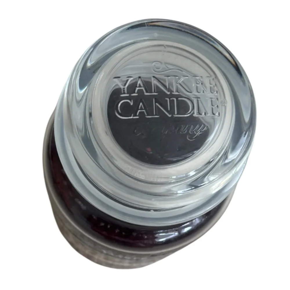 Yankee Candle Jar Christmas Berries Vintage Black Band Burgundy Deep Red 22 Oz